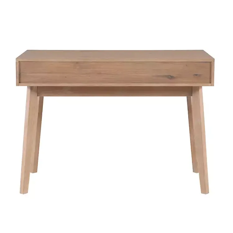 Office Furniture-Kirklands Home Natural Ripples 2-Drawer Wood Desk Brown