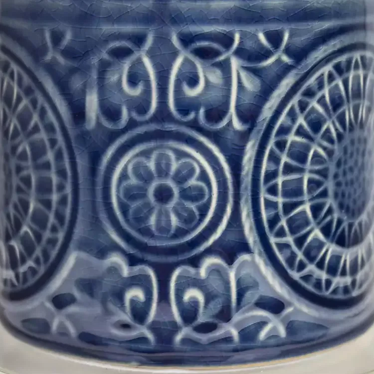 Table Lamps-Kirklands Home Blue Ceramic Embossed Spiro Table Lamp White