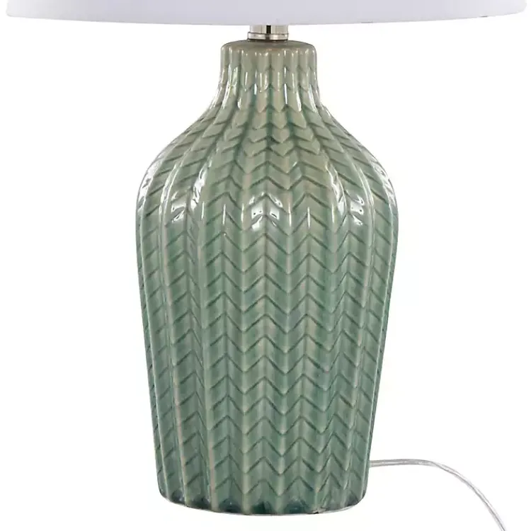 Table Lamps-Kirklands Home Sage Ceramic Chevron Table Lamps, Set of 2 White