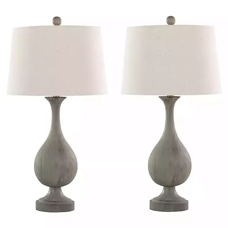 Table Lamps-Kirklands Home Gray Teardrop Table Lamps, Set of 2 White