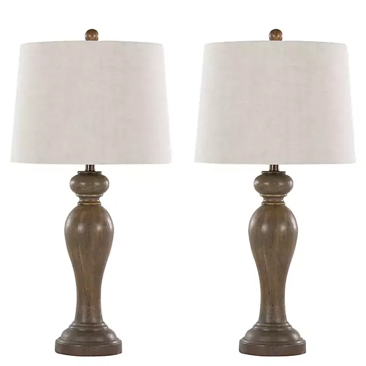 Table Lamps-Kirklands Home Gray-Brown Spindle Table Lamps, Set of 2 Tan