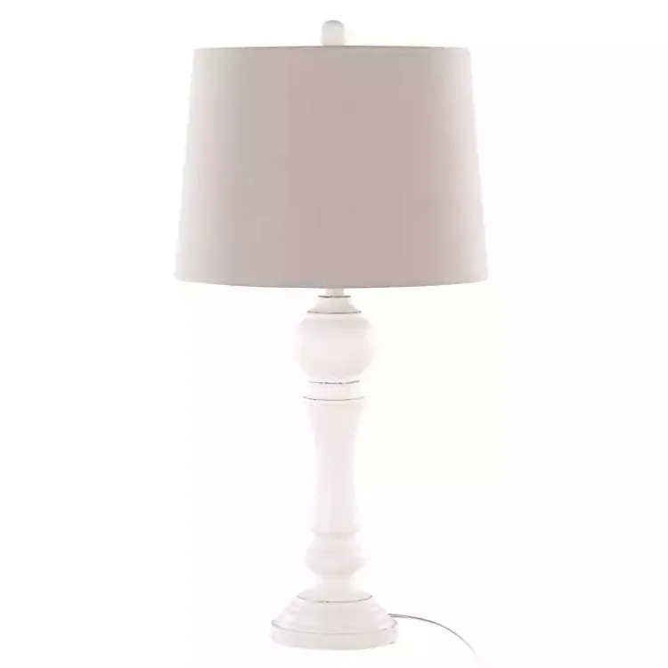 Table Lamps-Kirklands Home Distressed Off- Wilton Table Lamps, Set of 2 White