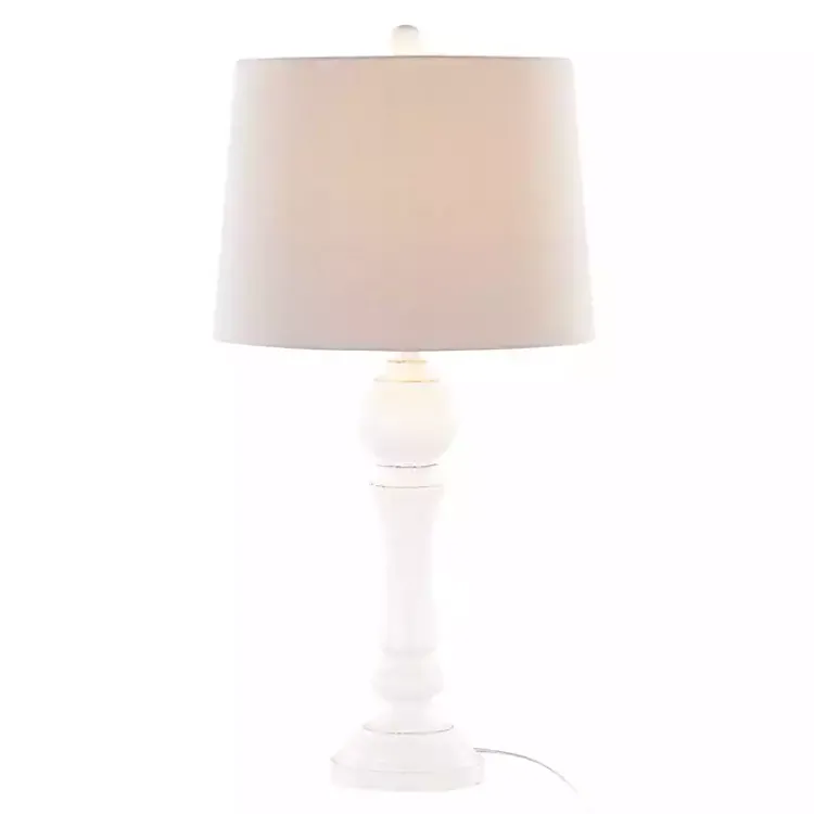 Table Lamps-Kirklands Home Distressed Off- Wilton Table Lamps, Set of 2 White