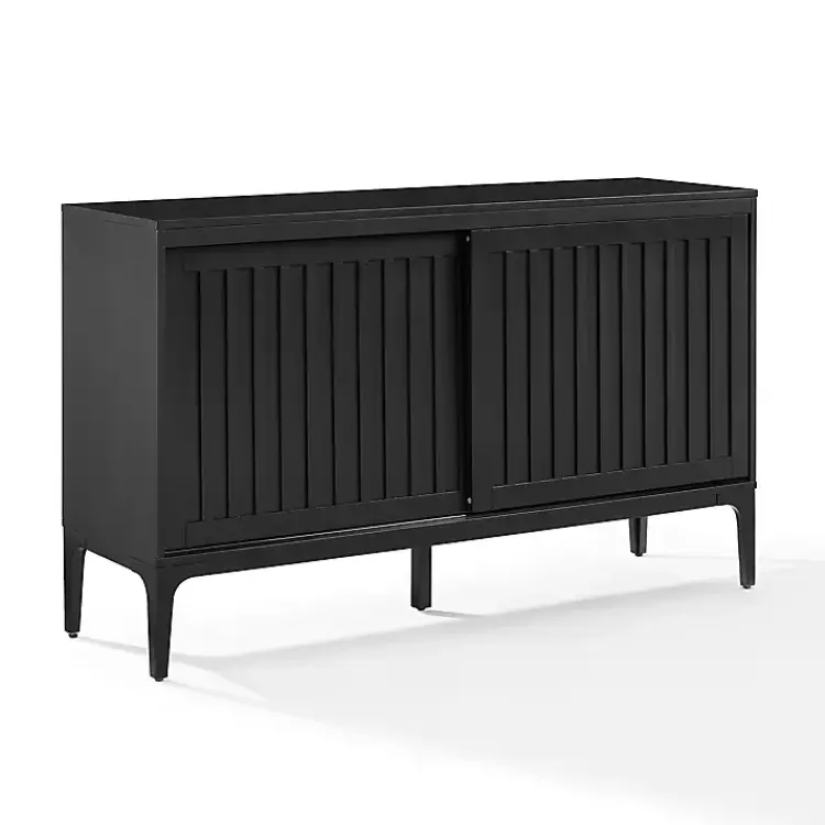 Cabinets & Sideboards-Kirklands Home Slatted Sliding Door Sideboard Black