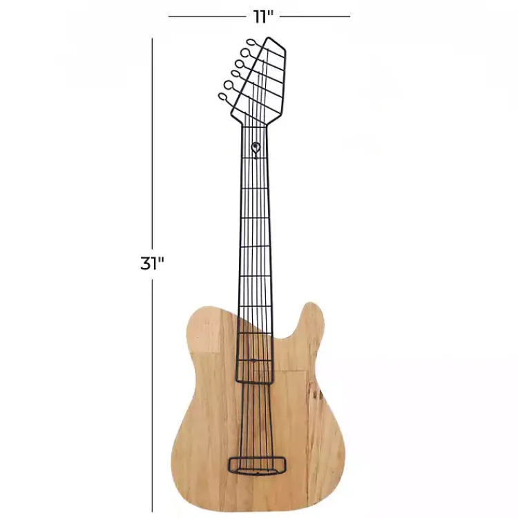 Wall Plaques-Kirklands Home Brown Wood Electric Guitar Wall Plaque