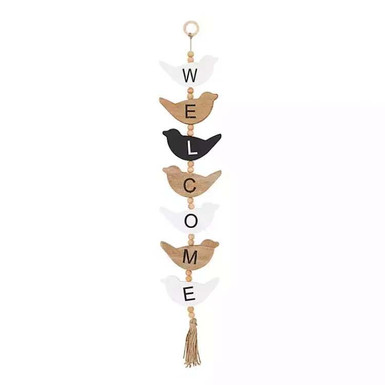 Wall Quotes & Signs-Kirklands Home Welcome Bird Shaped Wood Wall Sign