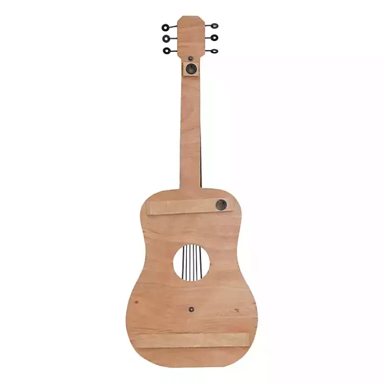 Wall Plaques-Kirklands Home Brown Wood Acoustic Guitar Wall Plaque