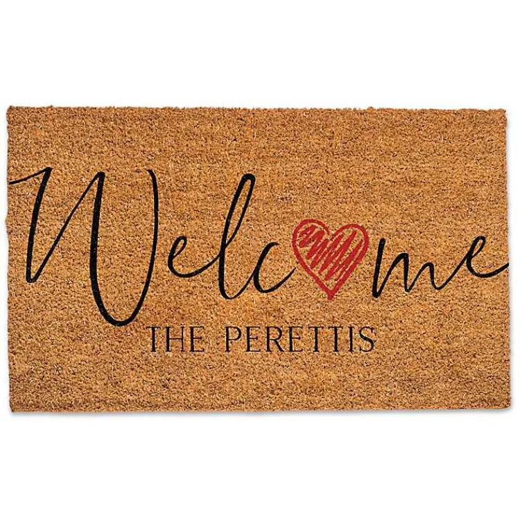 Doormats-Kirklands Home Personalized Welcome Heart Coir Doormat
