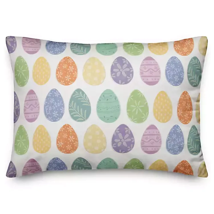 Outdoor Cushions & Pillows-Kirklands Home Watercolor Easter Eggs Indoor/Outdoor Pillow