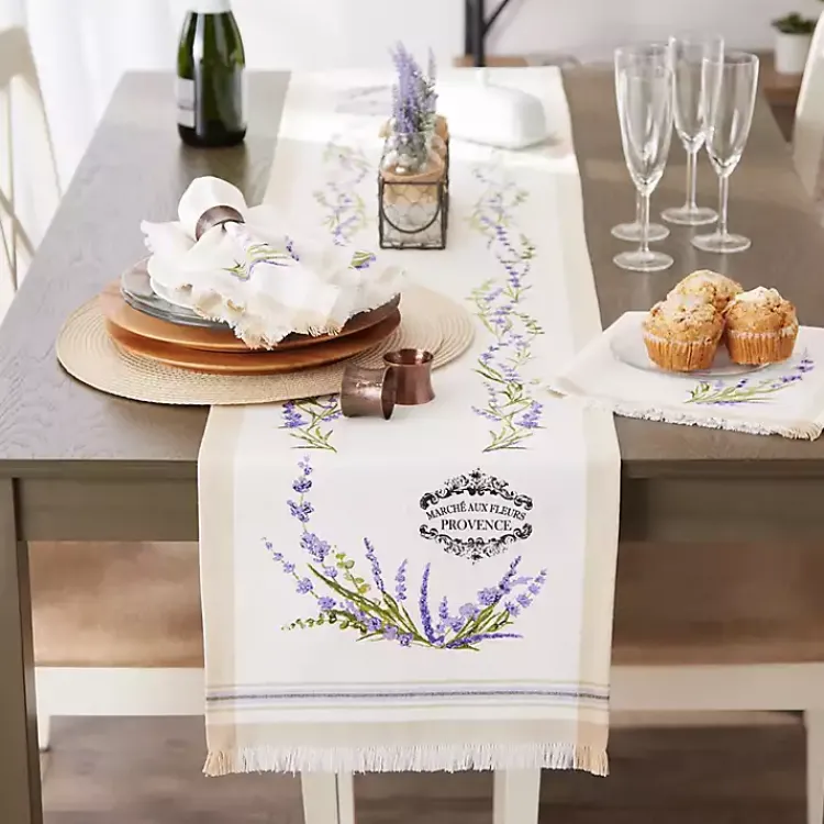 Table Linens-Kirklands Home Lavender Garland Cotton Table Runner