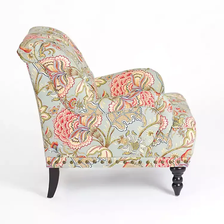 Accent Chairs-Kirklands Home Floral Tufted Rebecca Accent Chair Pink