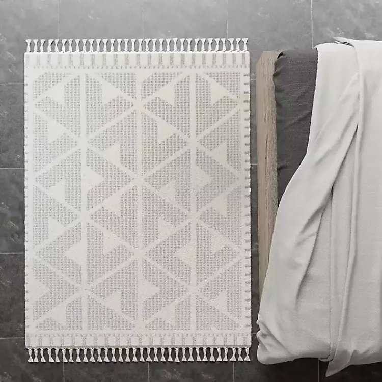 Area Rugs-Kirklands Home & White Geometric Shag Area Rug, 8x10 Gray