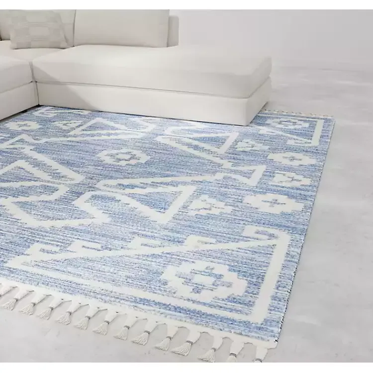 Area Rugs-Kirklands Home & White Tribal Medallion Shag Area Rug, 8x10 Blue