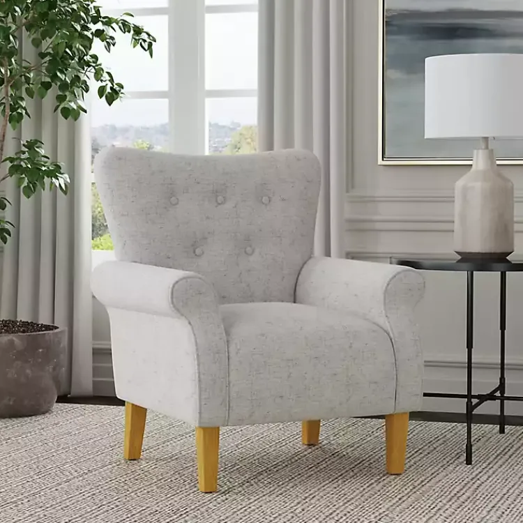Accent Chairs-Kirklands Home Button-Tufted Rolled Arm Accent Chair Gray