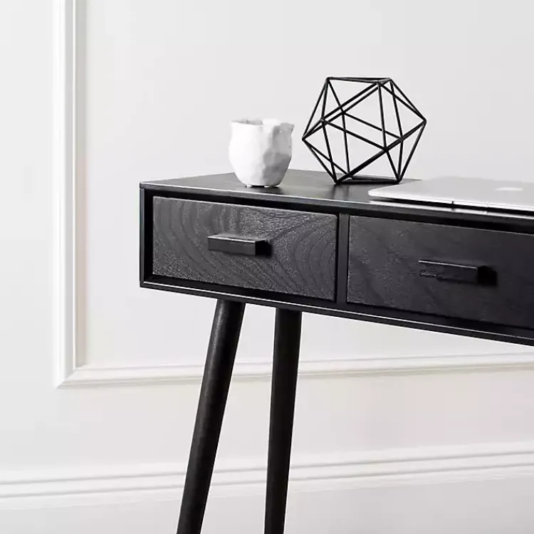 Console Tables-Kirklands Home Mid-Century Modern 3-Drawer Console Table Black