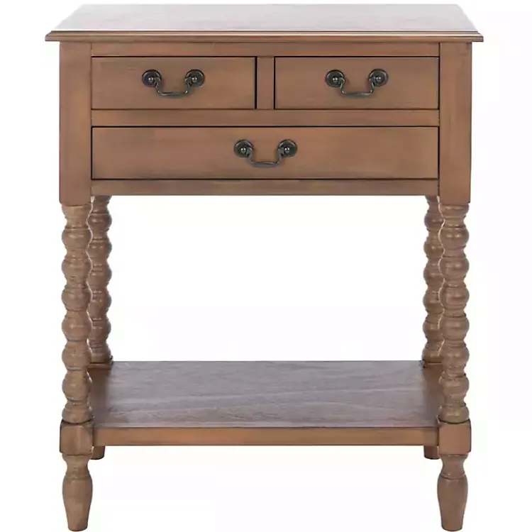 Console Tables-Kirklands Home Farmhouse 3-Drawer Console Table Brown