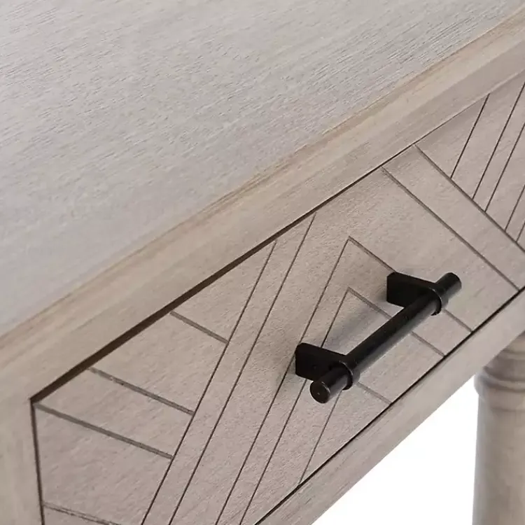 Console Tables-Kirklands Home Greige Chevron 2-Drawer Console Table Gray