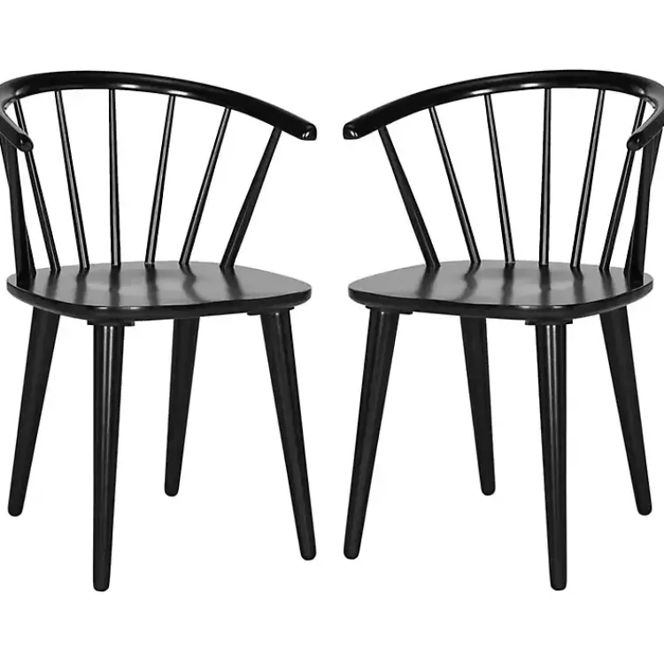 Dining Chairs-Kirklands Home Wood Curved Spindle Dining Chairs, Set of 2 Black