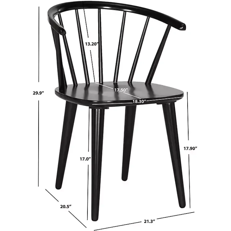 Dining Chairs-Kirklands Home Wood Curved Spindle Dining Chairs, Set of 2 Black