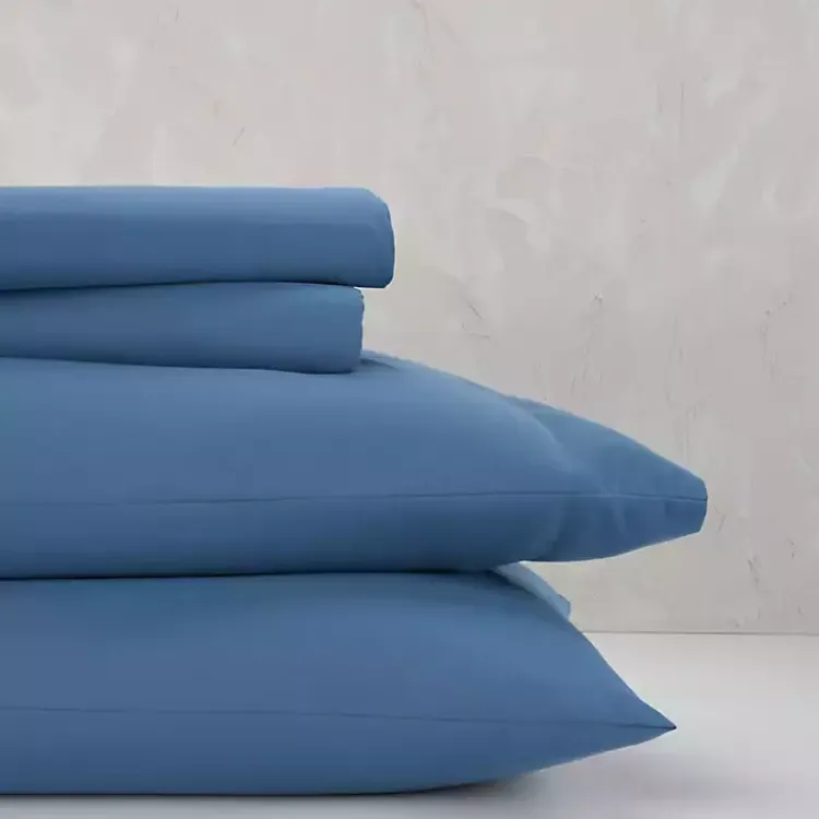 Bed Sheets-Kirklands Home Dark Microfiber 4-pc. Queen Sheet Set Blue