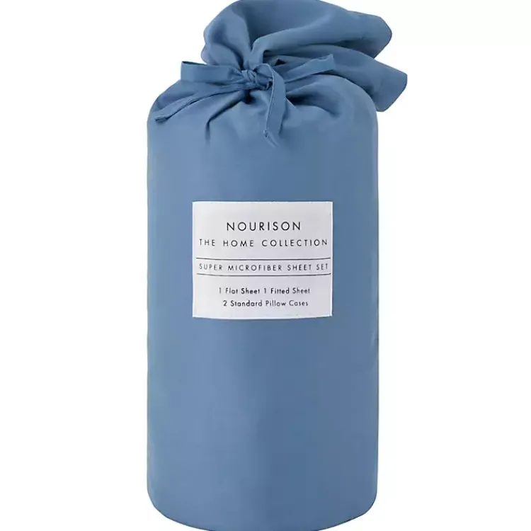 Bed Sheets-Kirklands Home Dark Microfiber 4-pc. Queen Sheet Set Blue