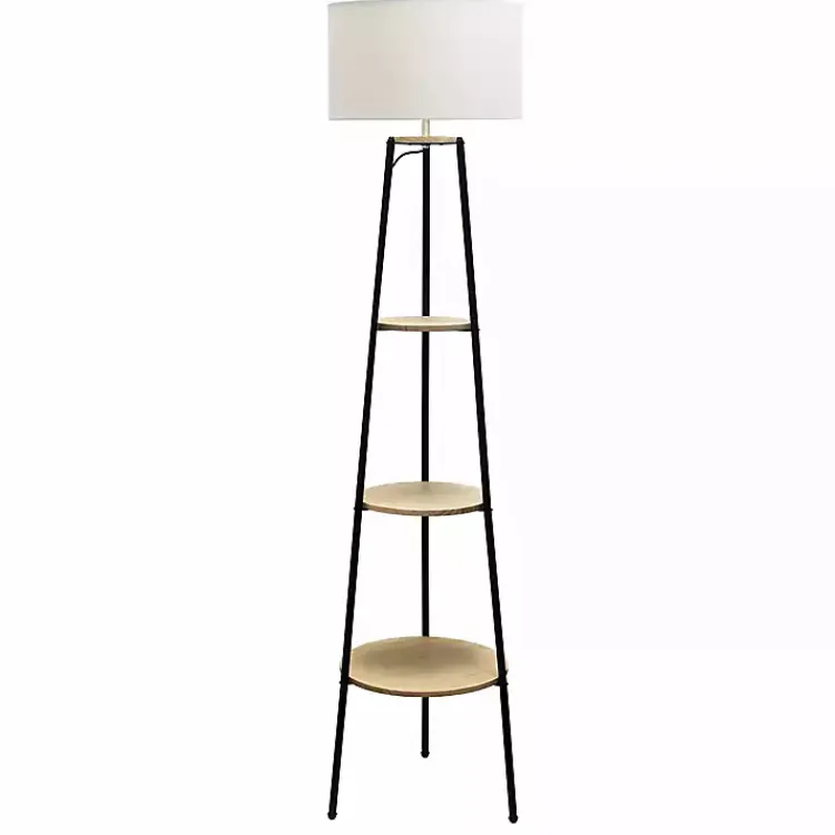 Floor Lamps-Kirklands Home Natural 3-Tier Tripod Floor Lamp