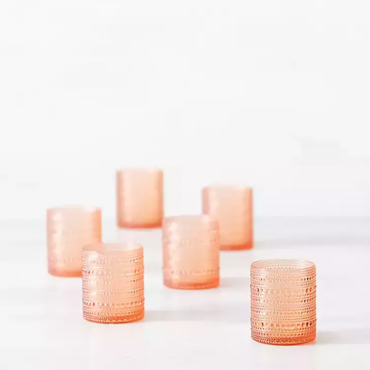 Glassware & Drinkware-Kirklands Home Fortessa Coral Orbetto Short Glasses, Set of 4 Orange