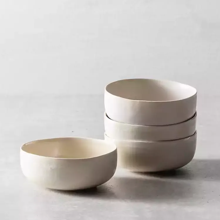 Dinnerware-Kirklands Home Fortessa Sand Ceramic Soup Bowls, Set of 4 Tan