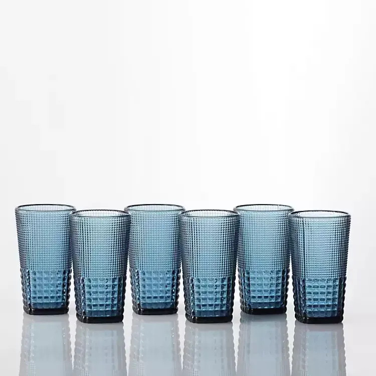 Glassware & Drinkware-Kirklands Home Fortessa Cornflower Malcolm Tall Glasses, Set of 6 Blue