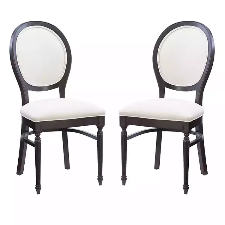 Dining Chairs-Kirklands Home Brown Upholstered Oval Dining Chairs, Set of 2 White