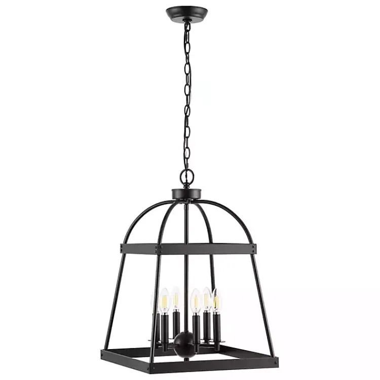 Chandeliers & Pendant Lighting-Kirklands Home Open Frame Adjustable Chandelier Black