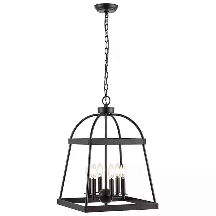 Chandeliers & Pendant Lighting-Kirklands Home Open Frame Adjustable Chandelier Black