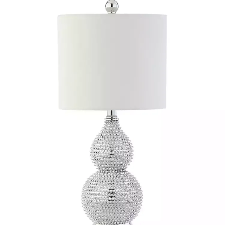 Table Lamps-Kirklands Home Silver and Chrome Textured Table Lamp White