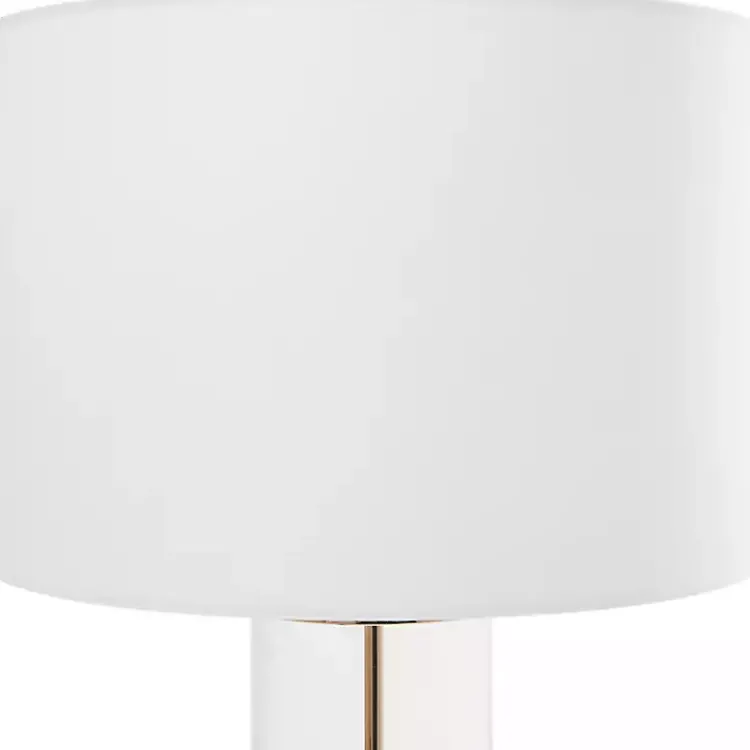 Table Lamps-Kirklands Home Clear Glass and Gold Stem Table Lamp White