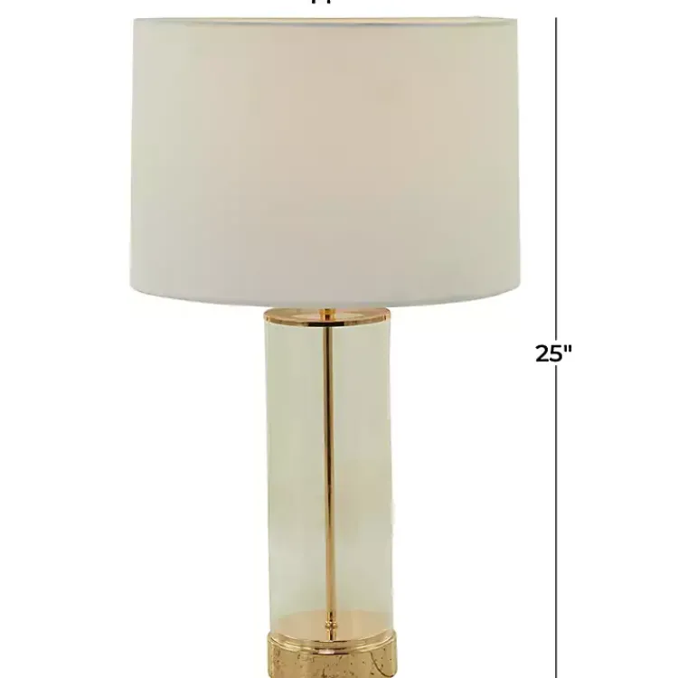Table Lamps-Kirklands Home Clear Glass and Gold Stem Table Lamp White