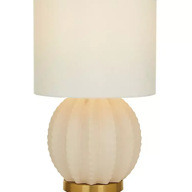 Table Lamps-Kirklands Home Cream Ceramic Fluted Gourd Table Lamp