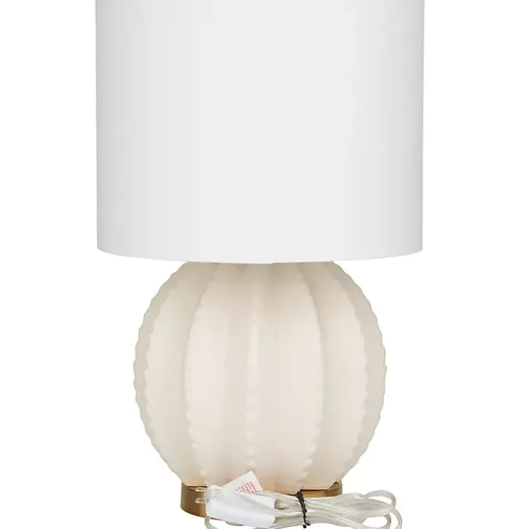 Table Lamps-Kirklands Home Cream Ceramic Fluted Gourd Table Lamp