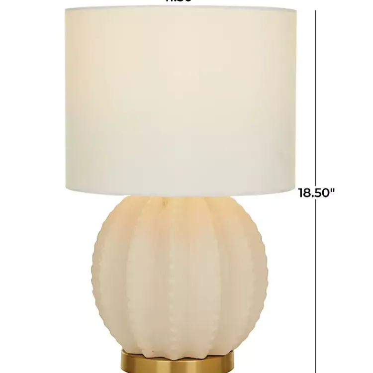 Table Lamps-Kirklands Home Cream Ceramic Fluted Gourd Table Lamp