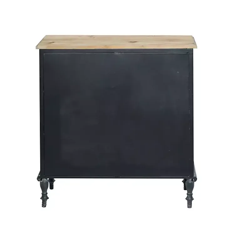 Cabinets & Sideboards-Kirklands Home Black Metal and Brown Wood Storage Cabinet