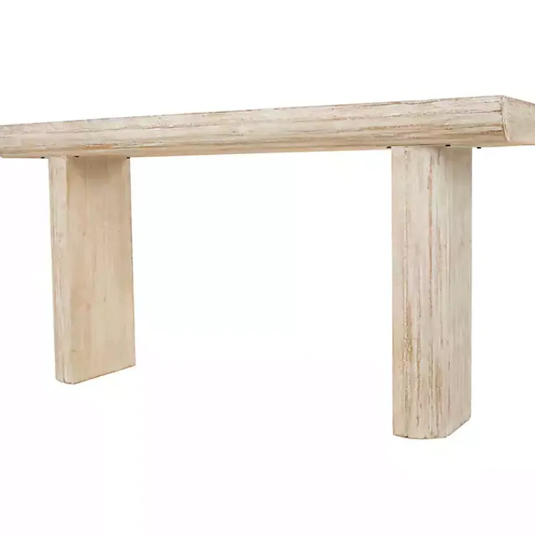 Console Tables-Kirklands Home Natural Wood Grain Console Table Ivory