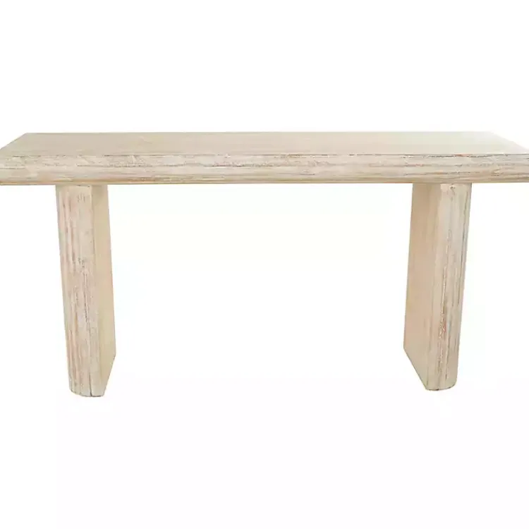 Console Tables-Kirklands Home Natural Wood Grain Console Table Ivory