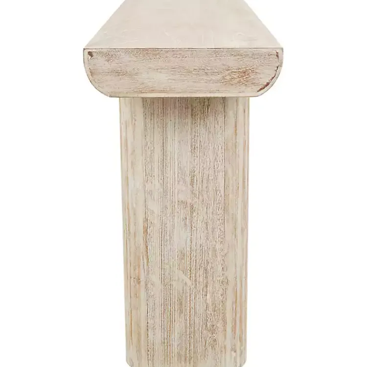 Console Tables-Kirklands Home Natural Wood Grain Console Table Ivory