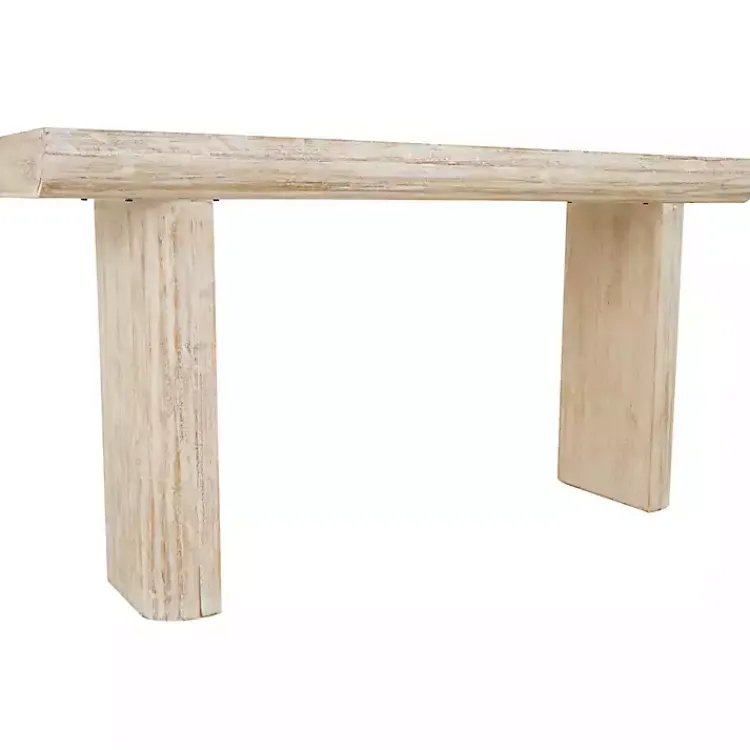 Console Tables-Kirklands Home Natural Wood Grain Console Table Ivory