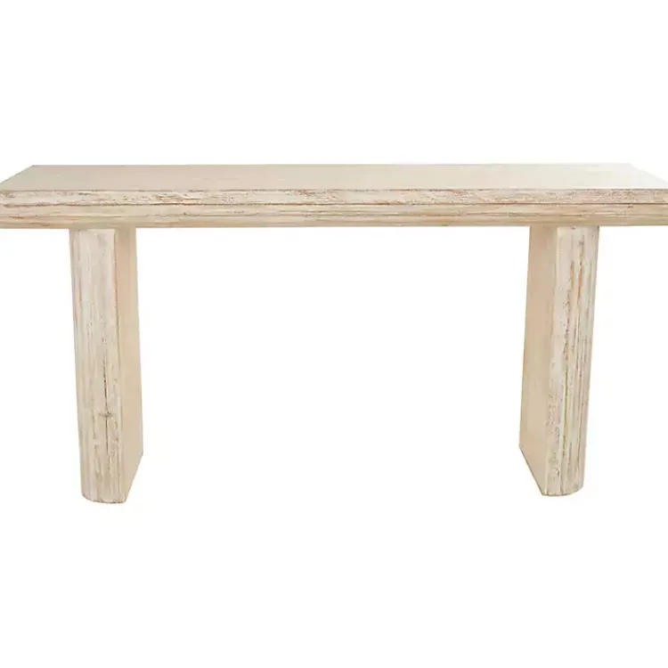Console Tables-Kirklands Home Natural Wood Grain Console Table Ivory