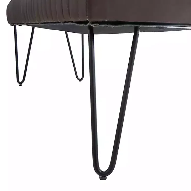 Benches & Ottomans-Kirklands Home Dark Leather Tufted Panel Bench Brown