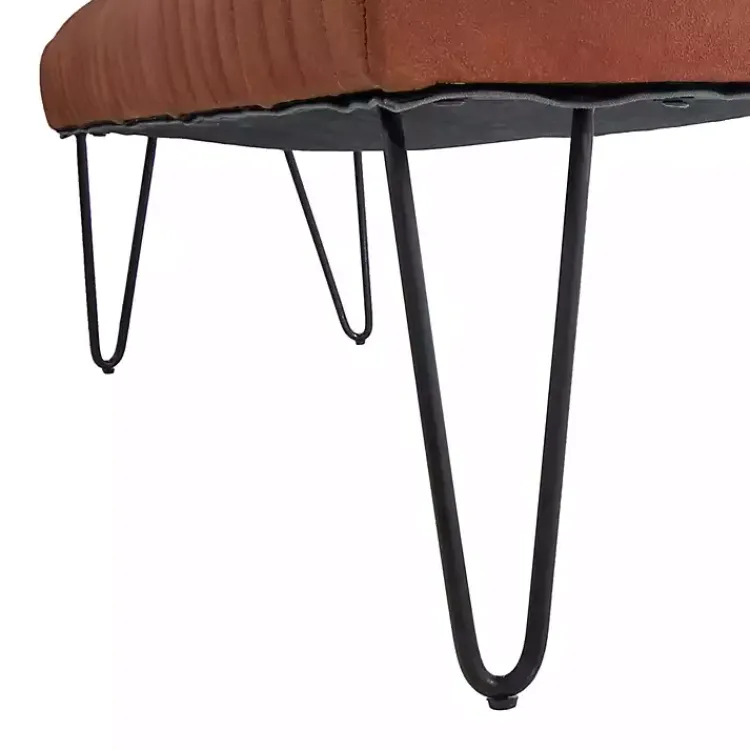Benches & Ottomans-Kirklands Home Leather Tufted Panel Bench Brown