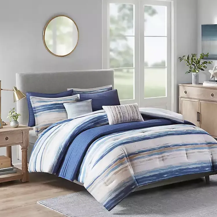 Comforters-Kirklands Home Blue Watercolor 8-pc. King Comforter Set