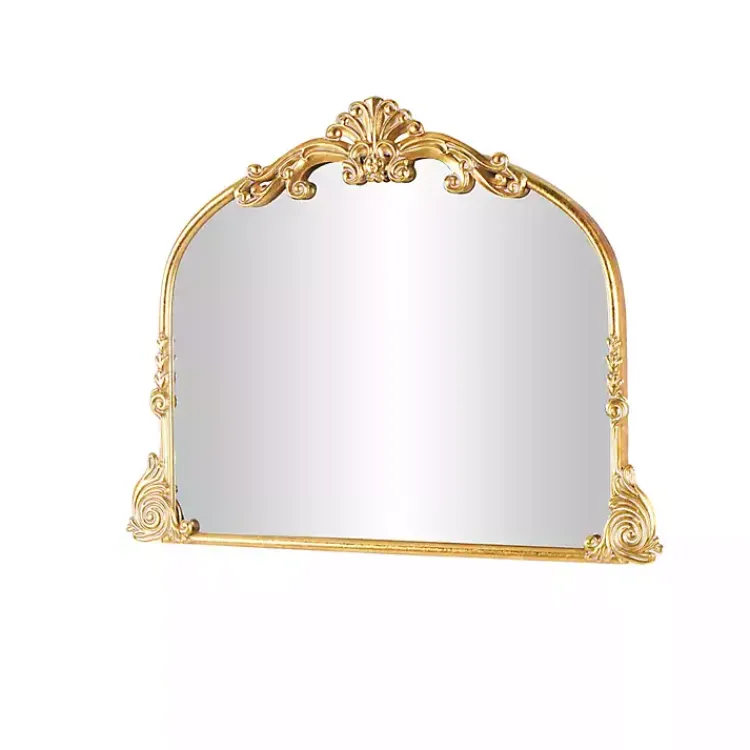 Decorative Mirrors-Kirklands Home Gold Arched Baroque Wall Mirror