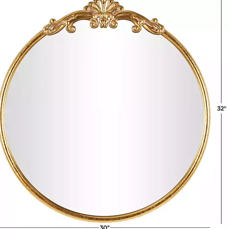 Decorative Mirrors-Kirklands Home Gold Round Baroque Wall Mirror