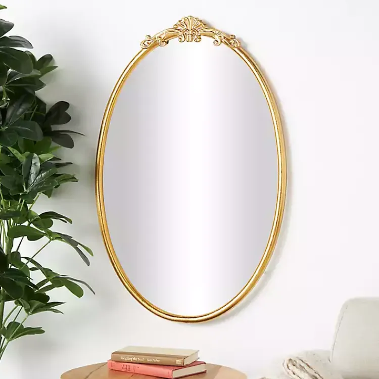 Decorative Mirrors-Kirklands Home Gold Oval Baroque Wall Mirror